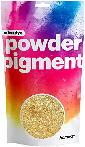 Hemway Mica Colour Powder Pigment - Metallic Dark Gold | Natural Nanoparticle Pigments | Epoxy Resin & Cosmetic Supplies for Face, Body & Nail Art, Jewellery, Soap, Wax Melts & Bath Bombs | 50g