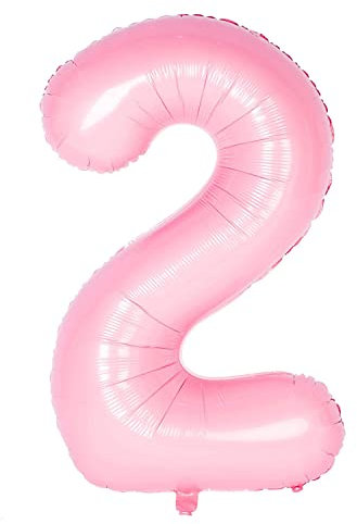 Oblique Unique® Folien Luftballon mit Zahl Nummer in Rosa für Kinder Geburtstag Mädchen Jubiläum Party Deko Ballon Folienballon (Nr. 2)