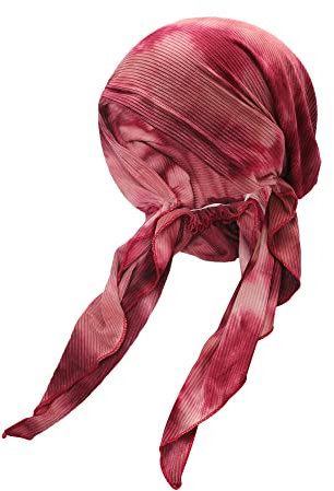 ZLYC Damen Chemo Turban Mütze Vorgebundenes Kopftuch Headwraps Leichte Hut(Krawatte Gefärbt Burgund)