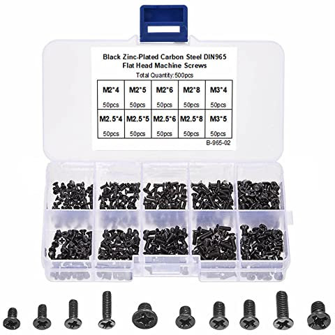 Juego de 500 tornillos para computadora, portátil M2 M2.5 M3 para PC Accesorios, Juego de Tornillo de cabeza plana para PC Placa base Tornillos Espaciadores