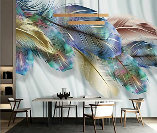 AFEBOO 3D Wallpaper Color Golden Feather Background Mural Living Room Bedroom Decor Wallpaper 3D Wall Papers Home Decor,3D,350x245cm