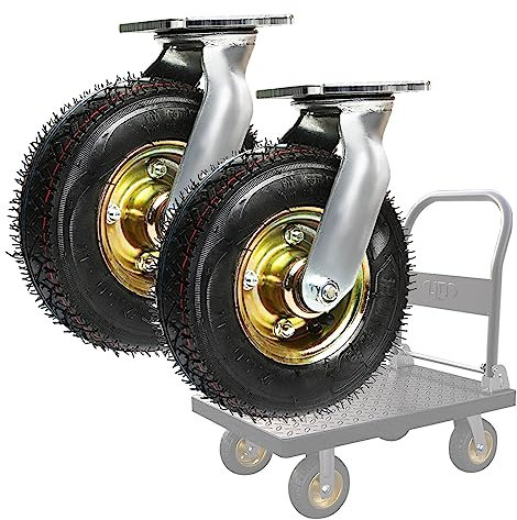 WORDFUN Schwerlastrollen 200mm 250mm Lenkrollen Transportrollen, 2 Stück Plattenrollen, Möbelrollen, Tragfähigkeit 200KG, Haltbare Luftreifen, Gummirollen, Industrierollen, Für Möbel DIY Werkbank