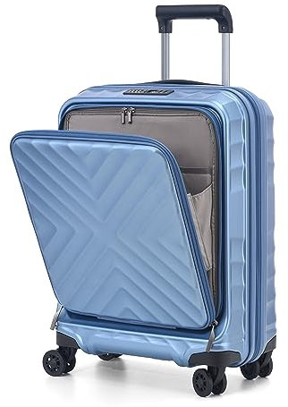 RMW Carry on Suitcase 20-Inch with Laptop Compartment, ABS+PC Hardshell Spinner Trolley for Lightweight 4 Wheels Cabin Luggage with TSA Locks,Expandable Hand Luggage Suitcase (Ice Blue)
