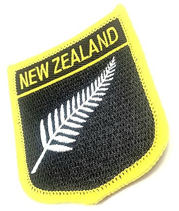 Aufnäher Neuseeland Schwarz Silber Farn Ozeanien Flagge zum Aufbügeln bestickter Stoff zum Aufnähen auf Patch 1 Stück