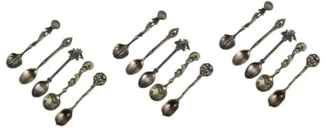BESTonZON 15 Piezas Cucharas Doradas Para Café Cucharas De Café Antiguas Cucharas Negras Juego De Cubiertos Juego Cubiertos Cucharillas Cucharas Soperas Especial Cuchara De Fruta