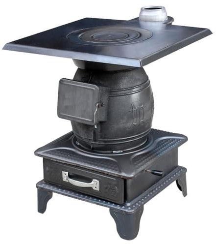 DINGK Holzofen, Camping-Brennholzofen, Brennholzofen, Gusseisenkamin, Gusseisenkaminofen, Kleiner Holzofen for die Innen- und Außenheizung von Tiny Houses