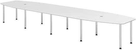 bümö Konferenztisch oval 520x130 cm großer Besprechungstisch in weiß, Besprechungstisch mit Chromfüßen, Meetingtisch für 18 Personen, XXL-Tisch für Besprechungsraum & Meeting