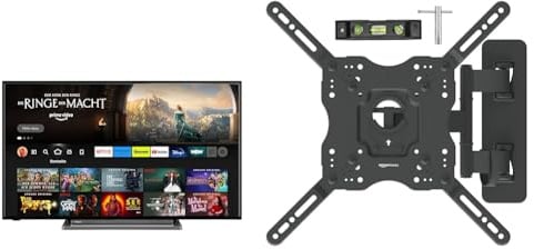 Toshiba Smart Fire TV 55 Ultra HD 55UF3D63DA, TV 4K 55 Pollici con Alexa Integrata & Amazon Basics Staffa snodata da parete, per TV da 26” a 55”, Nero
