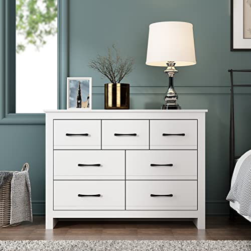 Galano Gemstone 7 Kommode – Moderner Schrank-Organizer für Schlafzimmer – Einfache Montage – Weiß