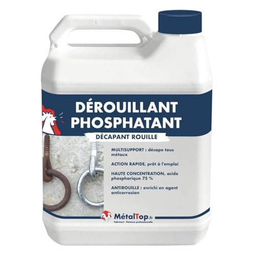 Metaltop - Derouillant Phosphatant - 60 L - Élimine et neutralise la rouille sur les métaux avant peinture.