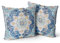 Snylcce 2er Set Boho Kissenbezüge Dekokissen 50 x 50 Samt Soft Kissenbezug Böhmischer Retro Ethno Dekorative Kissenhülle Zierkissenbezüge für Sofa Wohnzimmer Zuhause Dekoration(Blau Böhmen)