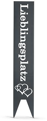 GARDIVO Garten deko Lieblingsplatz schild 115cm Hoch, Gartenstecker, Gartenschild, Gartendekoration, abkantung, Gartendekoration (Anthrazit, Liebe)