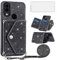 Asuwish Handyhülle für Cat S62/S62 Pro Hülle mit Band und Folie Schutzfolie Kartenfach Klappbar Glitzer Leder Geldbörse Ständer S 62 62S Handyhüllen Cover Handy Hüllen Schutzhülle Phone Case Schwarz