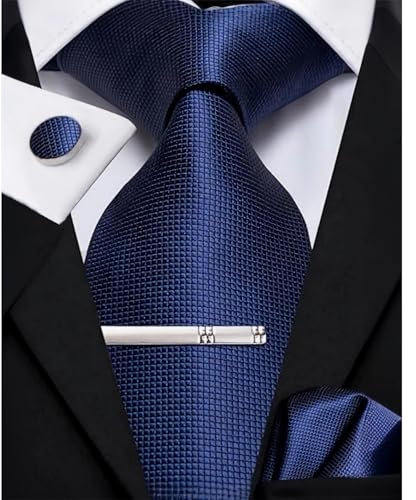 Axvxby Herren Fliege und Einstecktuch Set, verstellbare Fliege, inklusive Manschettenknöpfe und Geschenkbox, Herren Krawatten Set für Hochzeiten (Blau (mit Krawattenklammer))