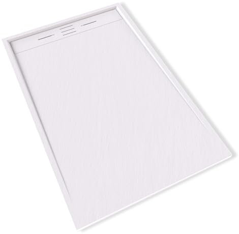 HIEMAL Receveur de douche 90 x 140 cm résine Blanc aspect ardoise + bonde incluse - Salle de bain