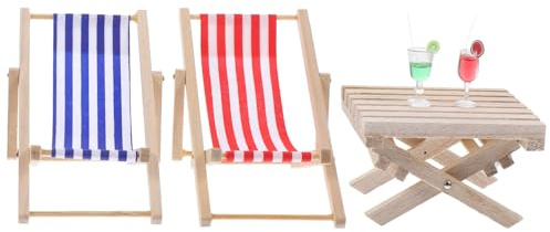 VICASKY 1satz Miniatur Strandstühle Set Mit Tisch Und Möbel Und Dekoration Für Kreative Projekte Liegestühle Tisch Becher