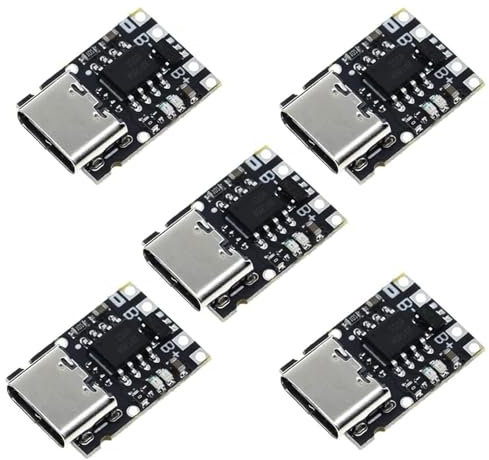 RUNCCI-YUN 5Pcs TP4057 Type-C USB 3.7 V 1A 18650 Lithium Battery Charger Module Li-ion Charging Board with Protection Function