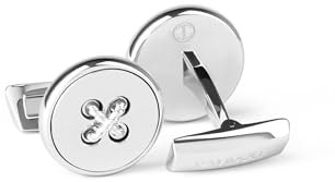 DAVIDOFF Manschettenknöpfe – Runde Manschettenknöpfe, versilbert – originelle Herrenhemd-Accessoires – Rhodiniertes Messing – Hochzeiten und Events