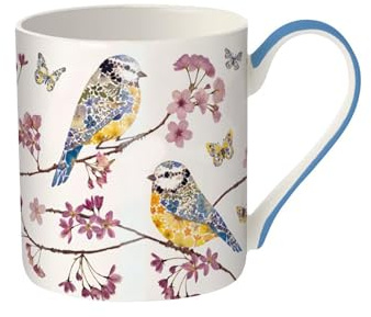 Museums & Galleries Fine Bone China Mug - Elegant Bird and Floral Design by Helen Ahpornsiri - Premium Quality Tea and Coffee Mug for The Home and Kitchen