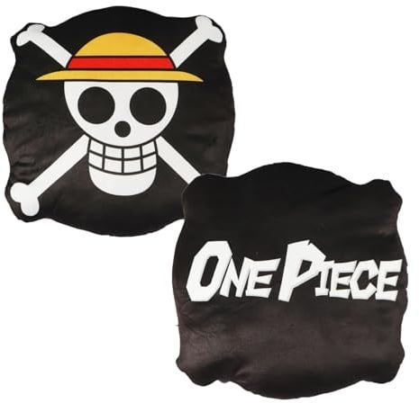 Aymax One Piece Totenkopf 3D Mini Kissen – Dekokissen 30×30×7 cm – Weiches Anime Kuschelkissen – Piraten-Logo Kissen für Sofa, Bett & Gaming-Zimmer