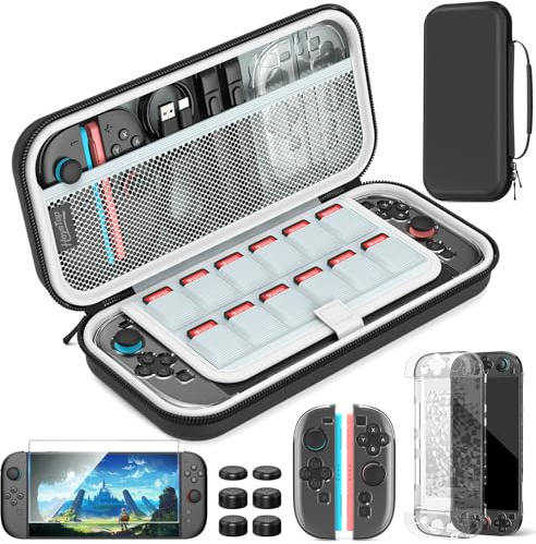 HEYSTOP [48 Stück] Tasche für Nintendo Switch 2 Zubehör-Set, Switch 2 Reise-Schutztasche, Switch 2 Dockable Schutzhülle mit Switch 2 Displayschutzfolie für Nintendo Switch 2 Konsole