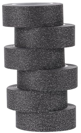 OATIPHO Schwarzes Glitzer Washi Klebeband für Scrapbooking, 6 Rollen
