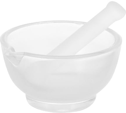 Lurrose Mortar And Pestle en Verre Multifonctionnel Bol à Écraser les Remède et Pilon, Cuisine Laboratoire, 1 Set Portable pour Broyage