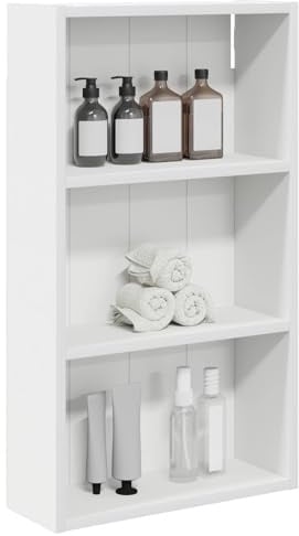 vidaXL Badezimmer-Wandschrank Weiß 40 x 14 x 70 cm Holzwerkstoff, Moderner Badschrank, rechteckiges Regal, funktionale Aufbewahrung, platzsparende Lösung, stilvolles Design