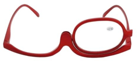 2-in-1-Make-up-Lesebrille, vergrößernde, aufklappbare Kosmetik für Make-up und Lesen (Rot, +2, 50)