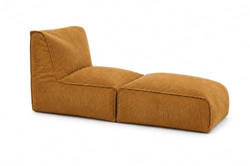 chilly pilley Sitzsack Sofa, Faltbarer Pouf zum Sitzen und Liegen 2 in 1, mit EPS-Füllung, Riesensitzsack, Kinder & Erwachsene, Cord Sitzkissen, viele Farben, Honig Cord