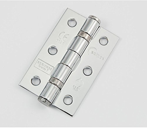 EN1935 Grade 7 Ball Bearing Steel Hinges 76mm Polished Chrome Pair