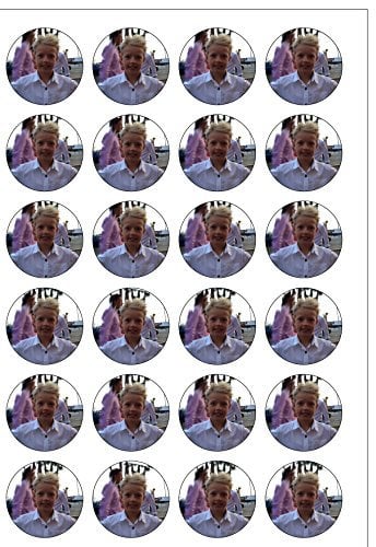 24 PRECUT Personalised Your Photo Logo Message Edible Wafer Paper Round Cake Toppers Decorations- Send us your photo or logo