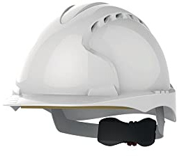 JSP EVO3 Comfort Plus Schutzhelm Bauhelm, Belüftet, Drehverschluss, Weiß | Leichter Schutzhelm mit 6-Punkt-Textilaufhängung und präzisem Drehverschluss für optimalen Sitz. EN 397-zertifiziert.