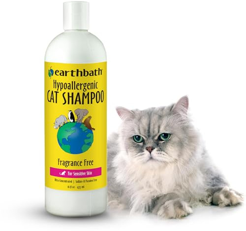 earthbath Hypoallergenic Cat Shampoo, Made in USA, 16 fl oz (1 Pack)