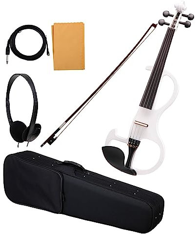 Classic Cantabile EV-90WH E-Violine (E-Geige mit Tonabnehmer, Fichte/Ahorn/Ebenholz) weiß