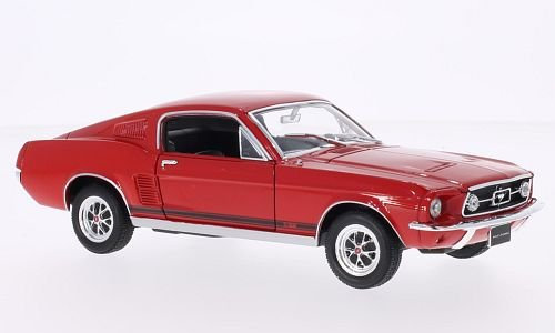 Ford Mustang GT Fastback, rot, 1967, Modellauto, Fertigmodell, Welly 1:24