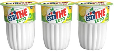 Estathé Zero Limone - The Freddo, Senza Zucchero, con Vero Infuso di Foglie di The e Succo di Limone, Bevanda Analcolica Senza Glutine, 3 Bicchierini da 200 ml