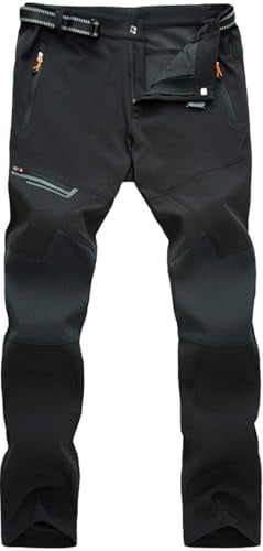 TACVASEN Men's Waterproof Trousers Lightweight Hiking Trousers Black 36