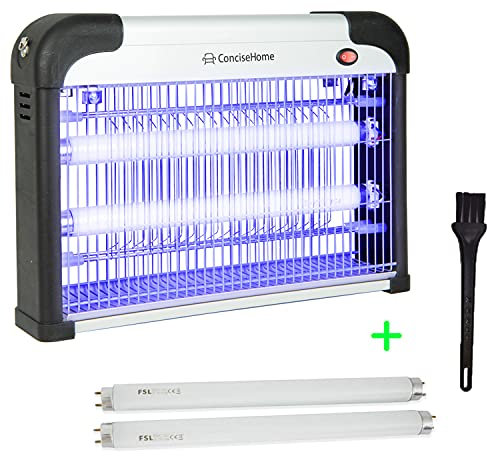 Concise Home XHY-20EU-1 Zanzariera Elettrica Interni, Lampada Anti-zanzara a UV Uccide Le Mosche frantoio Elettrico per Insetti con Una Potenza di 20w (2x10w), con 2 Tubi da 10w Regalo Zanzare