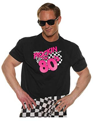 UNDERWRAPS Herren 80er Jahre Kostüm Shirt-Rockin The 80's Erwachsenenkostüme, Rose, Einheitsgröße