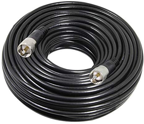 RFAdapter RG8x Coaxial Cable 100 ft, CB Coax Cable, UHF PL259 Male to Male Low Loss CB Antenna Cables, 50 Ohm for HAM Radio, Antenna Analyzer, Dummy Load, SWR Meter