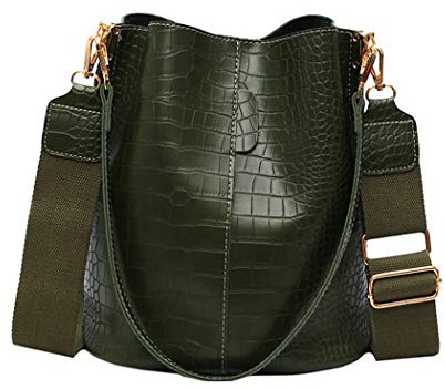 BUKESIYI Damen Tasche Umhängetasche Handtasche Frauen Klein Schultertasche Weekender Lack PU Leder CCDE77245 Grün