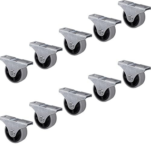Gedotec Design Bockrollen mit Anschraubplatte | 10er Set - Transportrollen für alle Böden | Kunststoff grau | CASTOR | Rollen-Ø 25 mm | Tragkraft 25 kg | Möbelrollen - Geräte-Rollen inkl. Schrauben