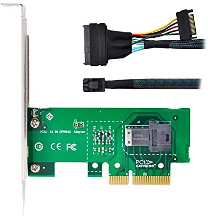 Cablecc PCI-E 3.0 4.0 to SFF-8643 Card Adapter and U.2 U2 SFF-8639 NVME PCIe SSD Cable for Mainboard SSD