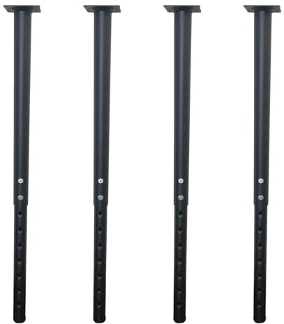 Jahof Pieds de Table Réglables de 55 à 90 cm, Pieds de Meuble en Métal Ø42/38mm avec Vis, Pieds Télescopiques pour Bricolage, RV, Maison et Bureau (4 pièces, Noir)