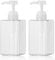 Jansburg 450ml Pump Bottle Dispenser 2Pack Refillable Square Plastic Lotion Dispenser Empty Lotion Pump Bottle for Essential Oil Soap Lotion Shampoo, Bathroom/Kitchen/Travel Clear