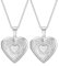Liitata 2 Stück Öffnen Medaillon Halskette Foto Bilder Herz Halskette Edelstahl Blumen Muster Herzanhänger Amulett für Mutter Freundinnen Mädchen Geburtstags Geschenk Souvenir - Silber