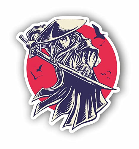 AMA SHOP Aufkleber aus PVC für japanische Samurai Modell 3 | Aufkleber für Wand, Laptop, Helm, Motorrad, Wohnmobil, Auto, PC | Auto-Tuning