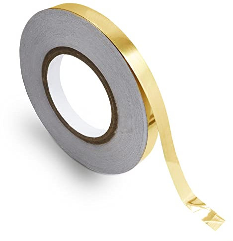 Thatyro Ruban adhésif effet miroir métallisé pour carrelage de sol - Ruban adhésif étanche pour mur, armoire, cuisine (1,5 cm x 50 m, doré)