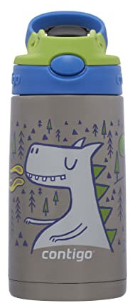 Contigo Kinder Thermo-Trinkflasche Easy Clean Autospout mit Strohhalm, BPA-freie Edelstahl-Wasserflasche, 100% auslaufsicher, einfache Reinigung, ideal für Kita, Kindergarten, Schule und Sport,380 ml